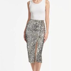 Sachin + Babi Women's Silver Talisa Sequin and Pearl Skirt Size 2 NWT
